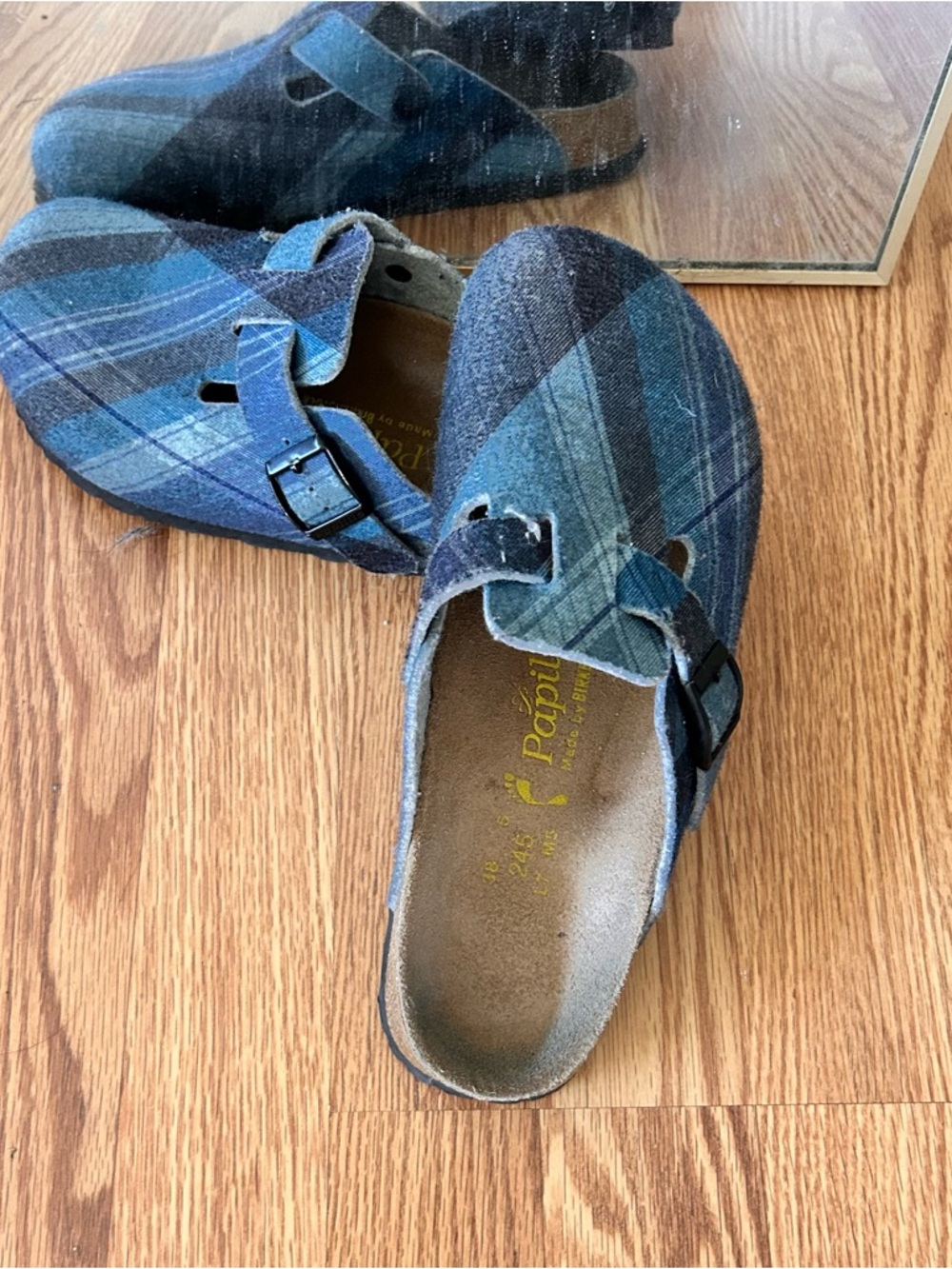 Birkenstock Pappillo Blue Plaid Slip-On Buckle Clog - Picture 6 of 7